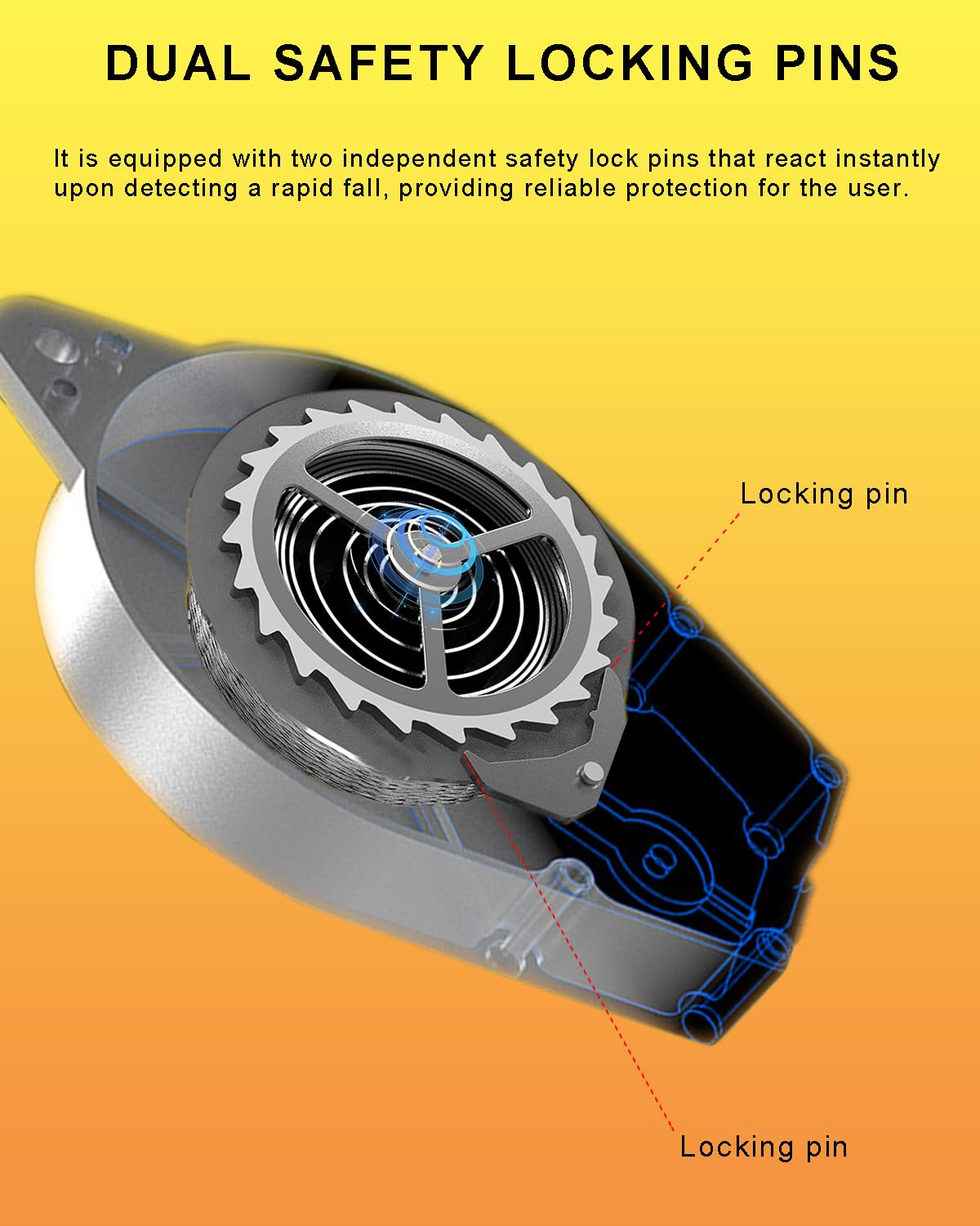 11FT Self Retracting Lifeline, Steel Wire Retractable Lanyard