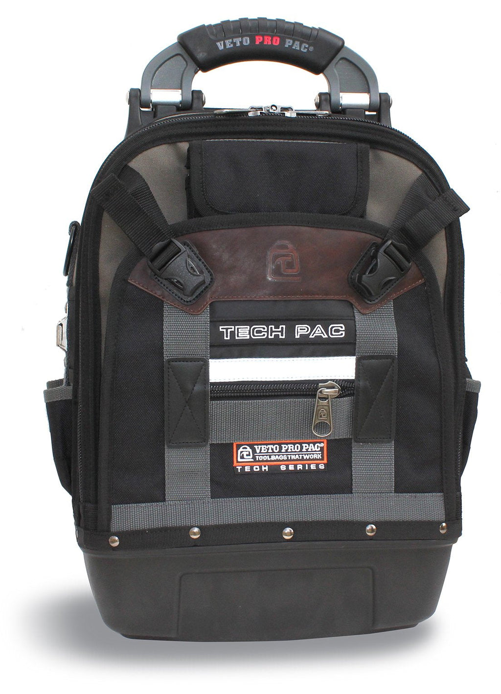 Pro Pac Tech Pac Tool Backpack – Heavy-Duty Weatherproof Tool Bag with 46 Pockets, Waterproof Molded Base & Ergonomic