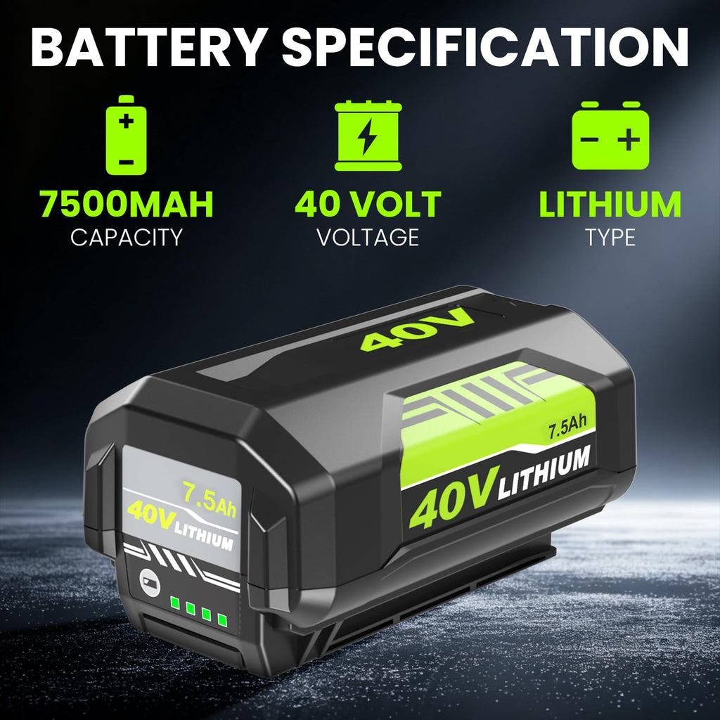 40v 7500mAh OP40261 Battery Replacement for Ryobi 40V Battery 7.5Ah