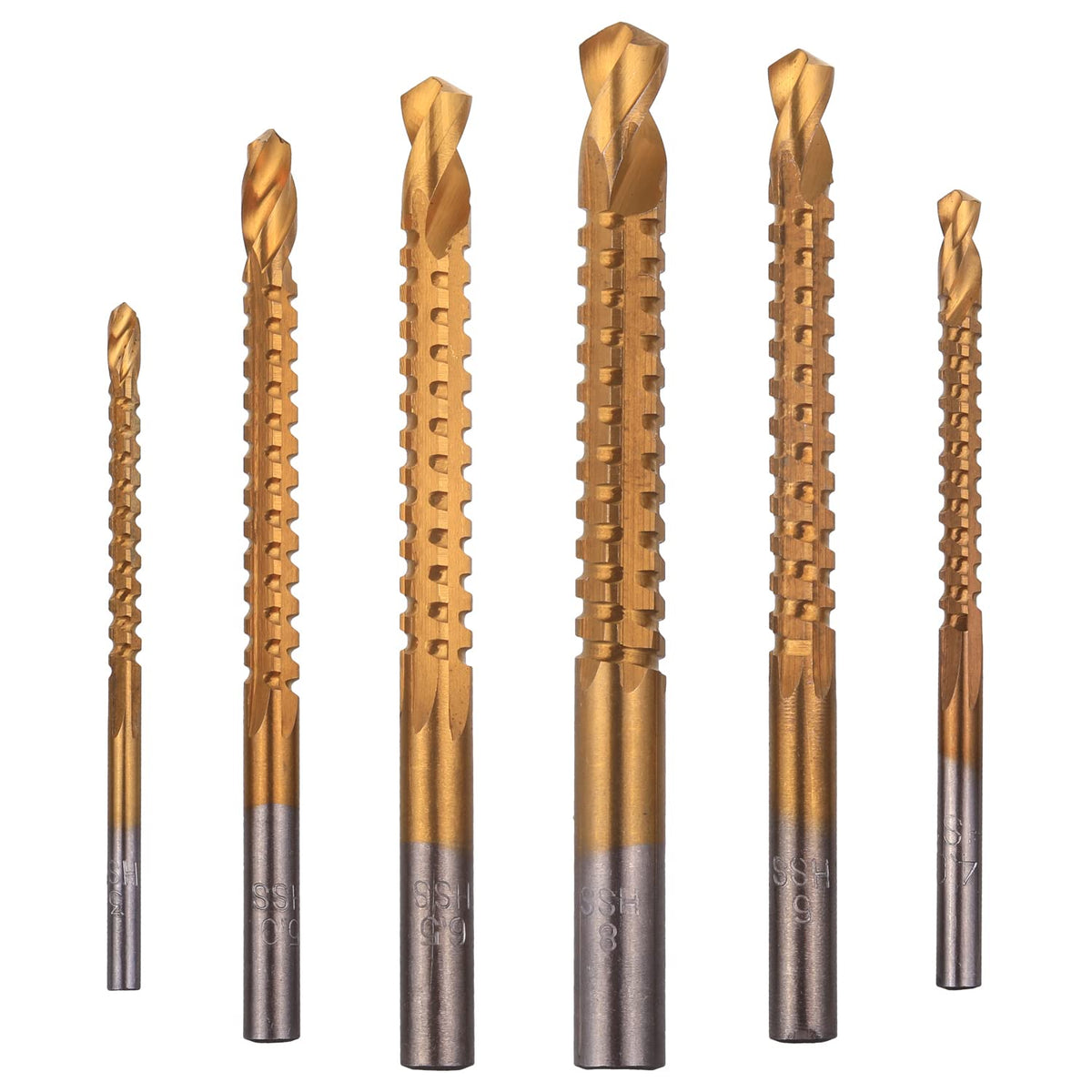 Rocaris 6 Pack 3-8mm Titanium Coated HSS Twist Drill Bits