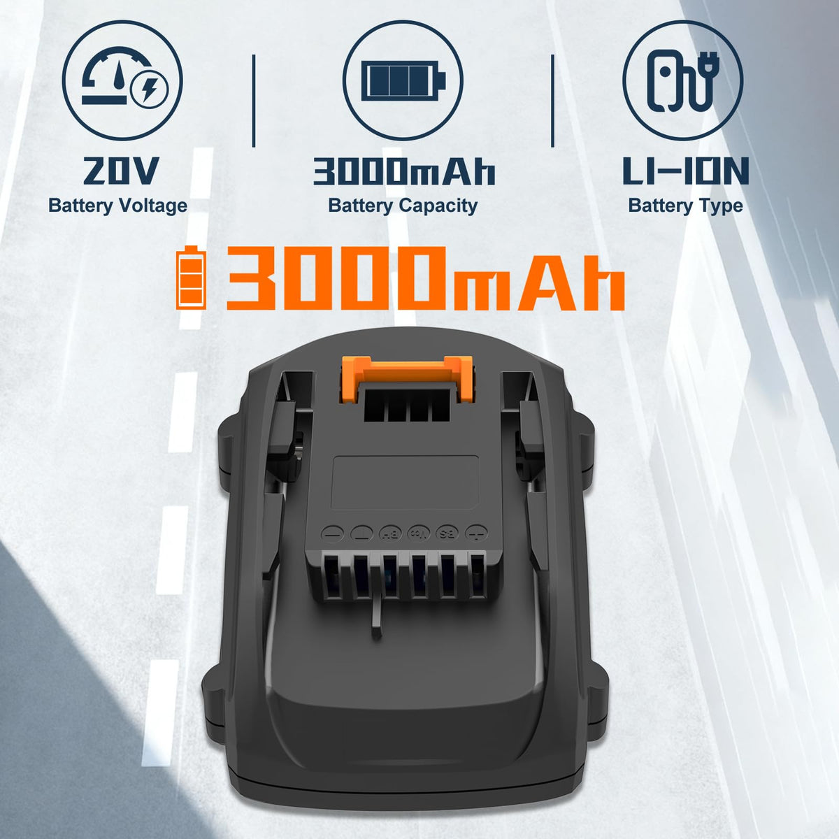 2Pack 3000mAh Battery Replacement for Worx PowerShare 20V Batteries WA3520 WA3525 WA3575 WA3669 WG151s WG155s WG251s