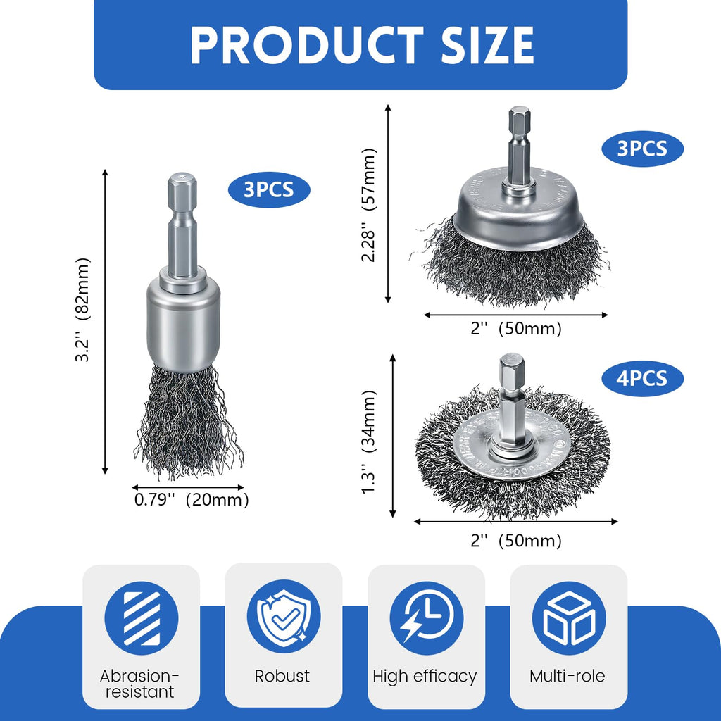 MIKILIKIEN 10 Pcs Drill Wire Brushes Wire Wheel Cup Brushes