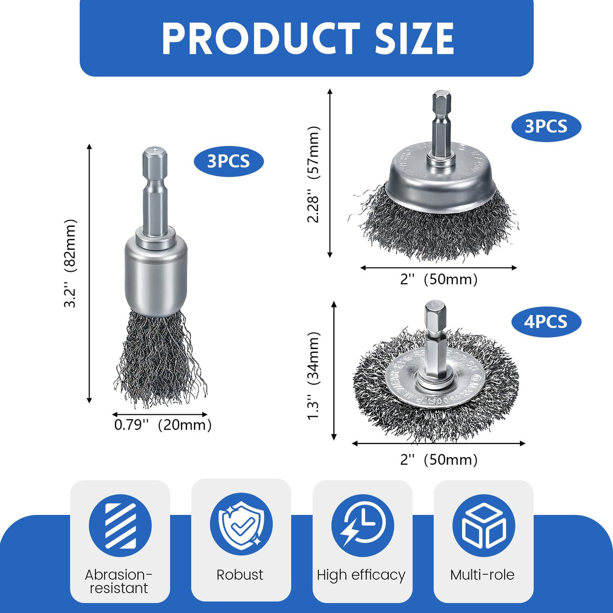 MIKILIKIEN 10 Pcs Drill Wire Brushes Wire Wheel Cup Brushes