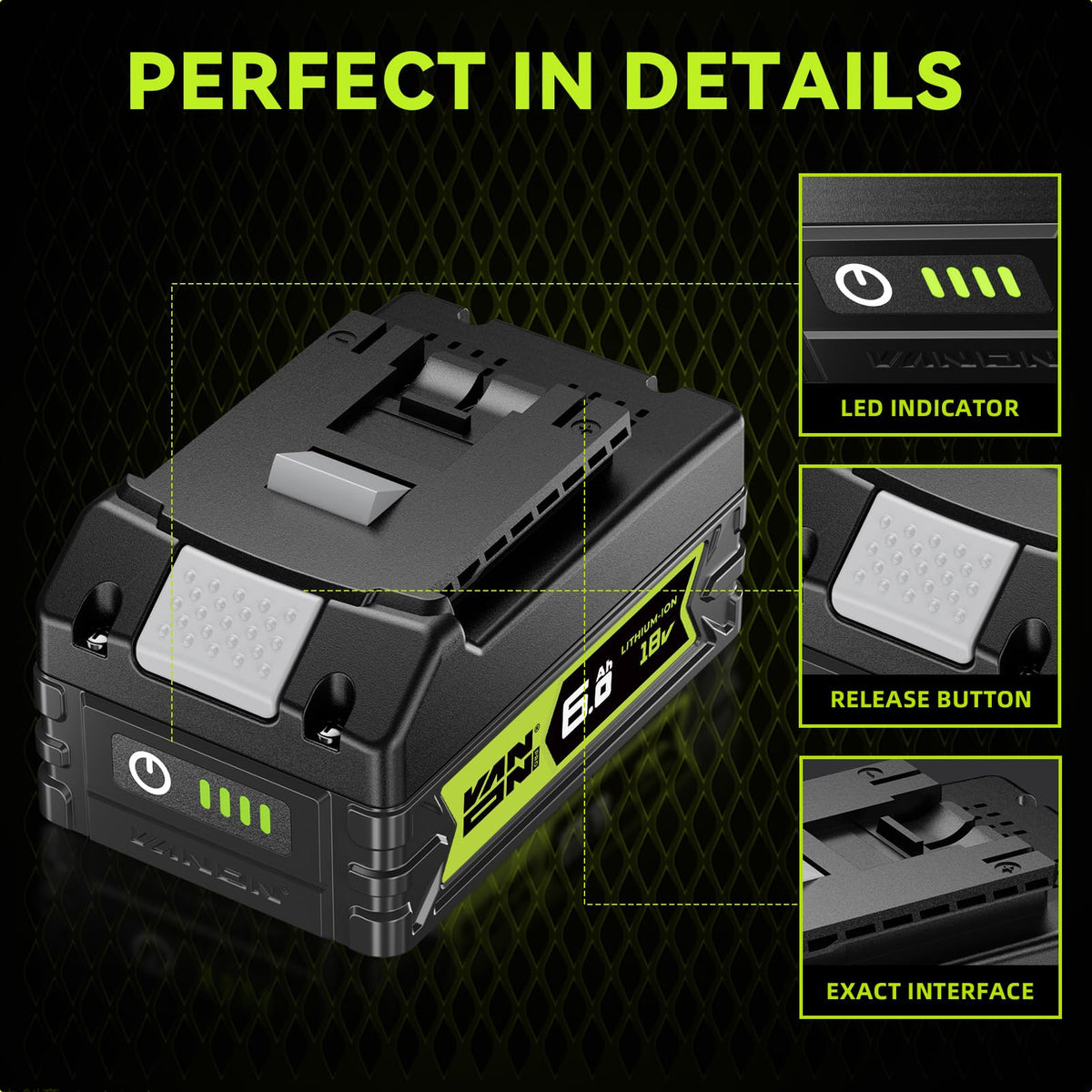 6.0Ah Lithium Battery Replacement for Bosch 18V Battery