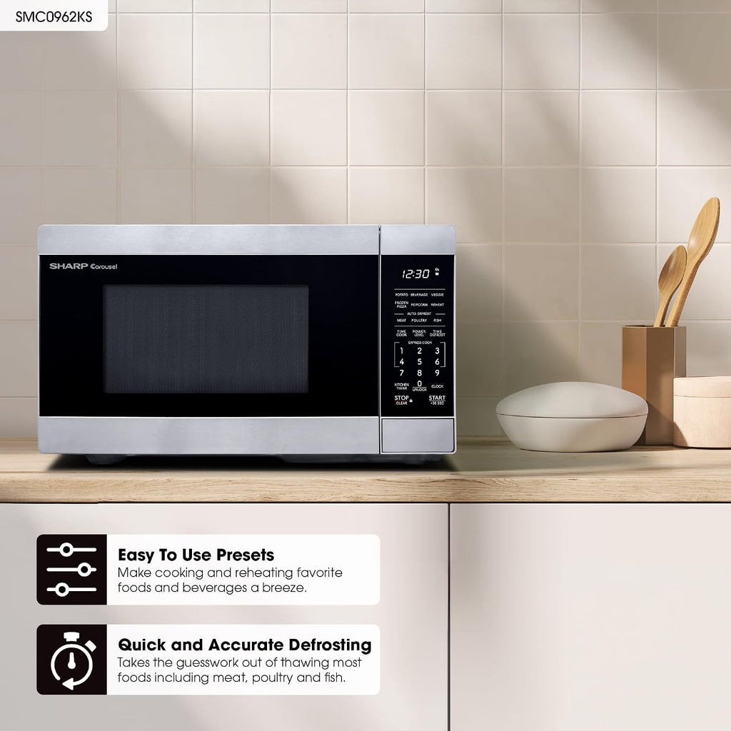 SMC0962KS 0.9 cu. ft. 900W Stainless Steel Countertop Microwave Oven