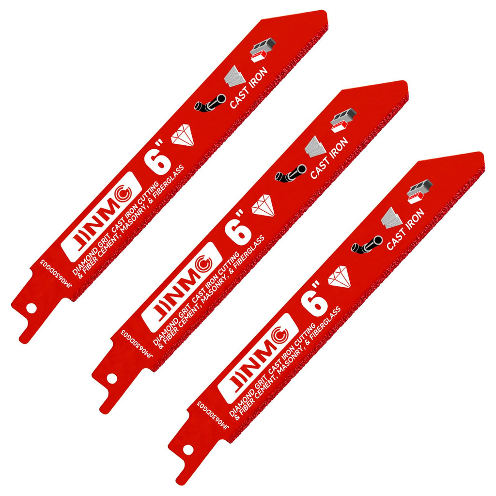 3 Pack 6 inch 40-50 Diamond-Grit Reciprocating Saw Blade