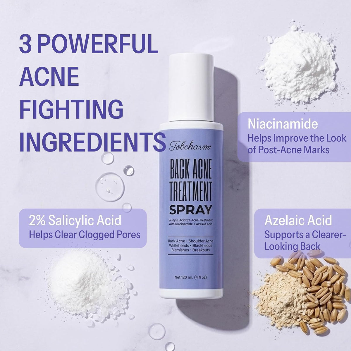 Acne Banishing Body Spray with 1% Salicylic Acid & Azelaic Acid – Body Acne Care for Back, Chest & Shoulder Breakouts