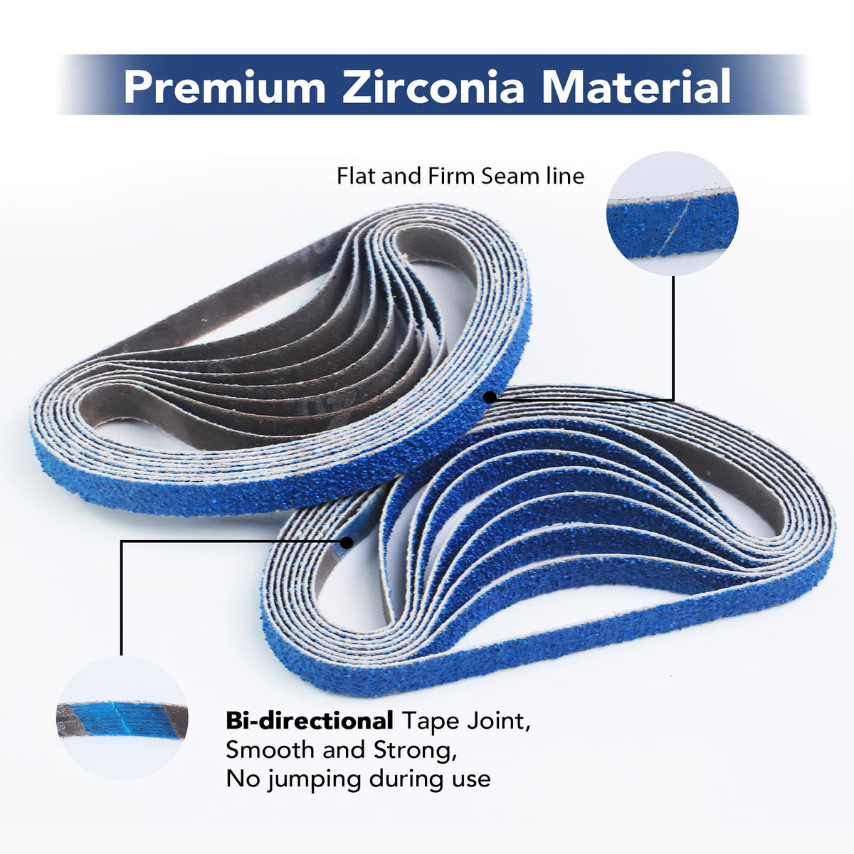 32 Pack 3/8 X 13 Inch Zirconia Sanding Belts 80 Grit for Air Belt Sander