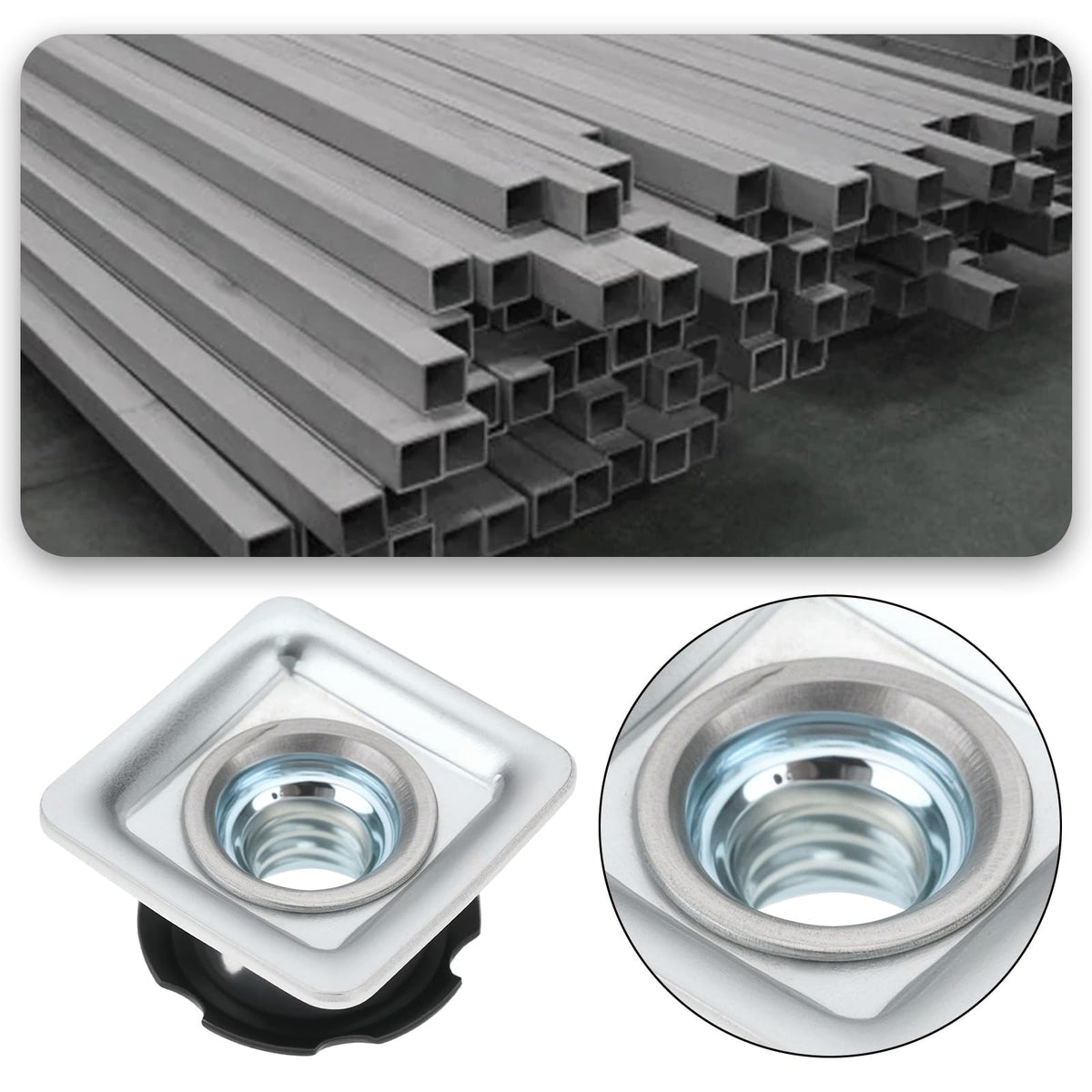 Micro Traders 8Pcs Square Tubing Insert Metal Threaded Star Type Insert 1/4-20 Threads for Square Tube with Outer Diameter 19mm and Wall Thickness 1.5mm