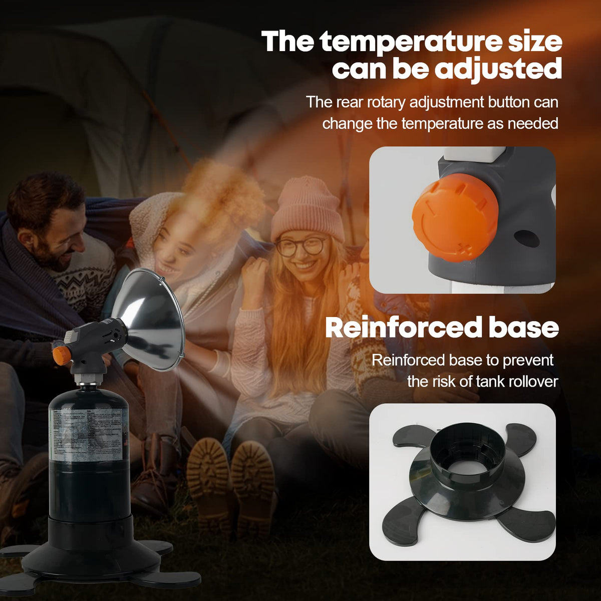 Portable Propane Heater For Outdoor, Fishing, Camping Either 1lb Propane Cylinder or ISO-Butane Adapted (PH001PRO)