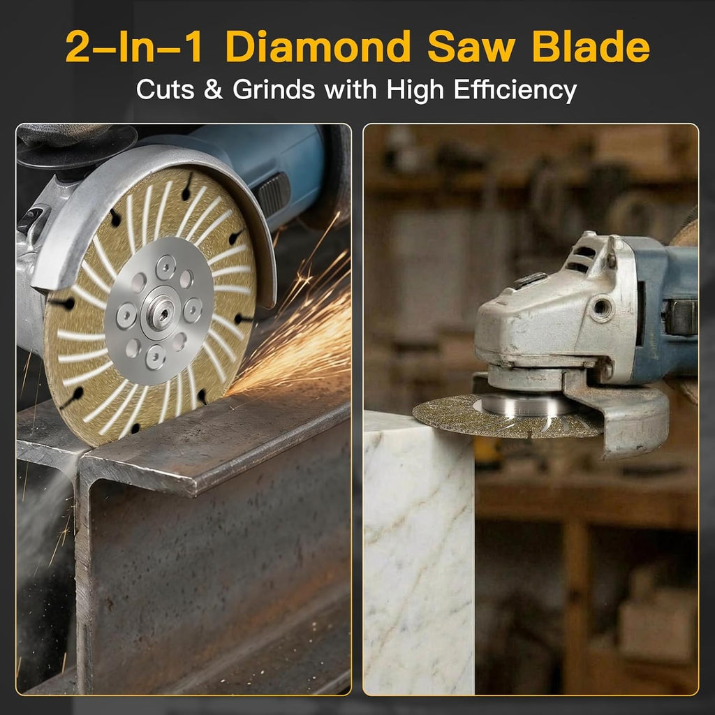 4.5 Inch Diamond Grinding Wheel, 2-in-1 Dual-Side Electroplated Blade for Angle Grinder with M14 Flange, Indestructible Diamond Grinding Disc for Cutting PVC, Marble, Tile & Concrete (1 PCS)