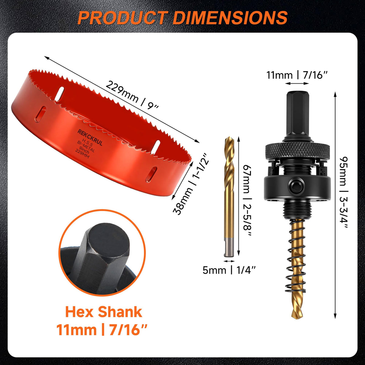 (229mm | 9 Inch) HSS M42 with 8% Cobalt Bi-Metal Hole Saw