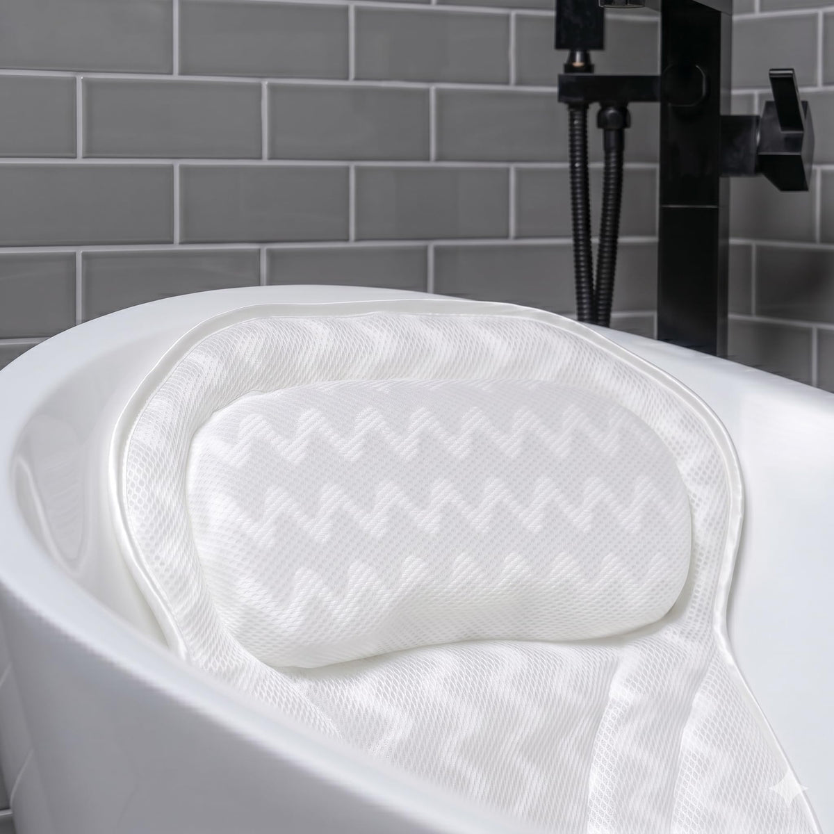 Bathtub Pillow with Neck & Back Support, Soft 3D Mesh Bath Cushion
