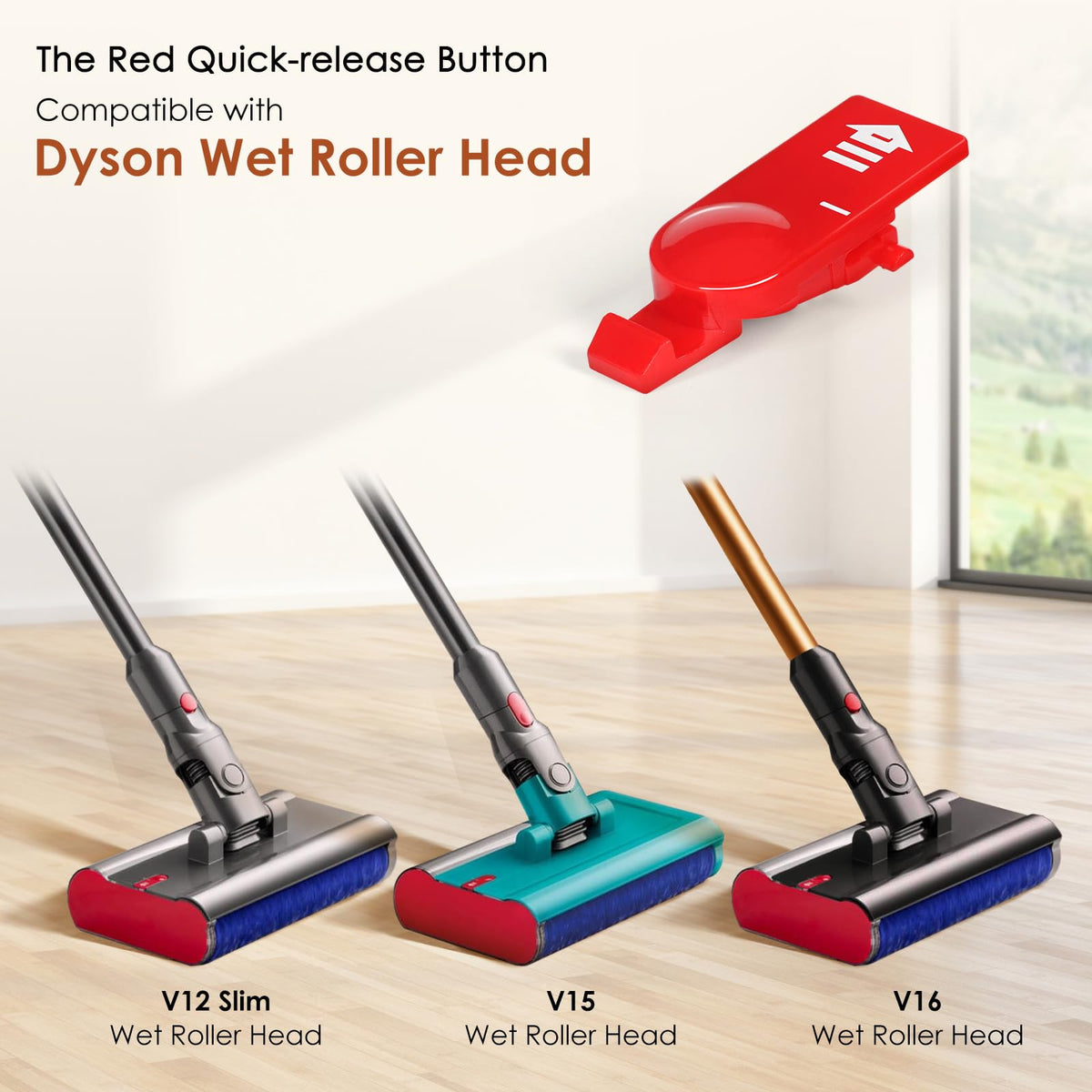 Release Catch with Spring Replacement Kit Compatible with Dyson V12s/ V15 Submarine/ V16 Submarine/Omni-glide Wet Roller Head, Red Catch Release Clip Button Replacement with Spring