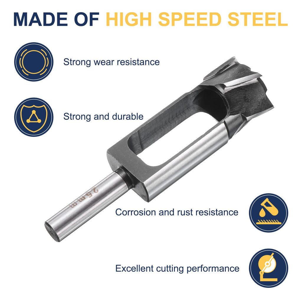HARFINGTON Wood Tenon Dowel Plug Cutter 25mm Metric Tenon Dowel Cutting Tools Drill Bit High Speed Steel Wood Plug Dowel Cutter with Round Shank for Woodworking Furniture Making