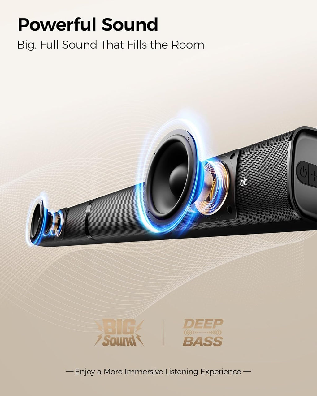 Soundbar with Subwoofer for TV, Home Theater Bluetooth 5.3 Speaker System with 2 Wireless Karaoke Mics, Surround