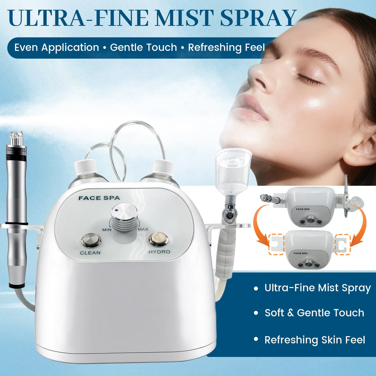 Hydrogen Oxygen Facial Machine for Home & Spa Use – Hydro Facial Machine Professional with Facial Vacuum, Water