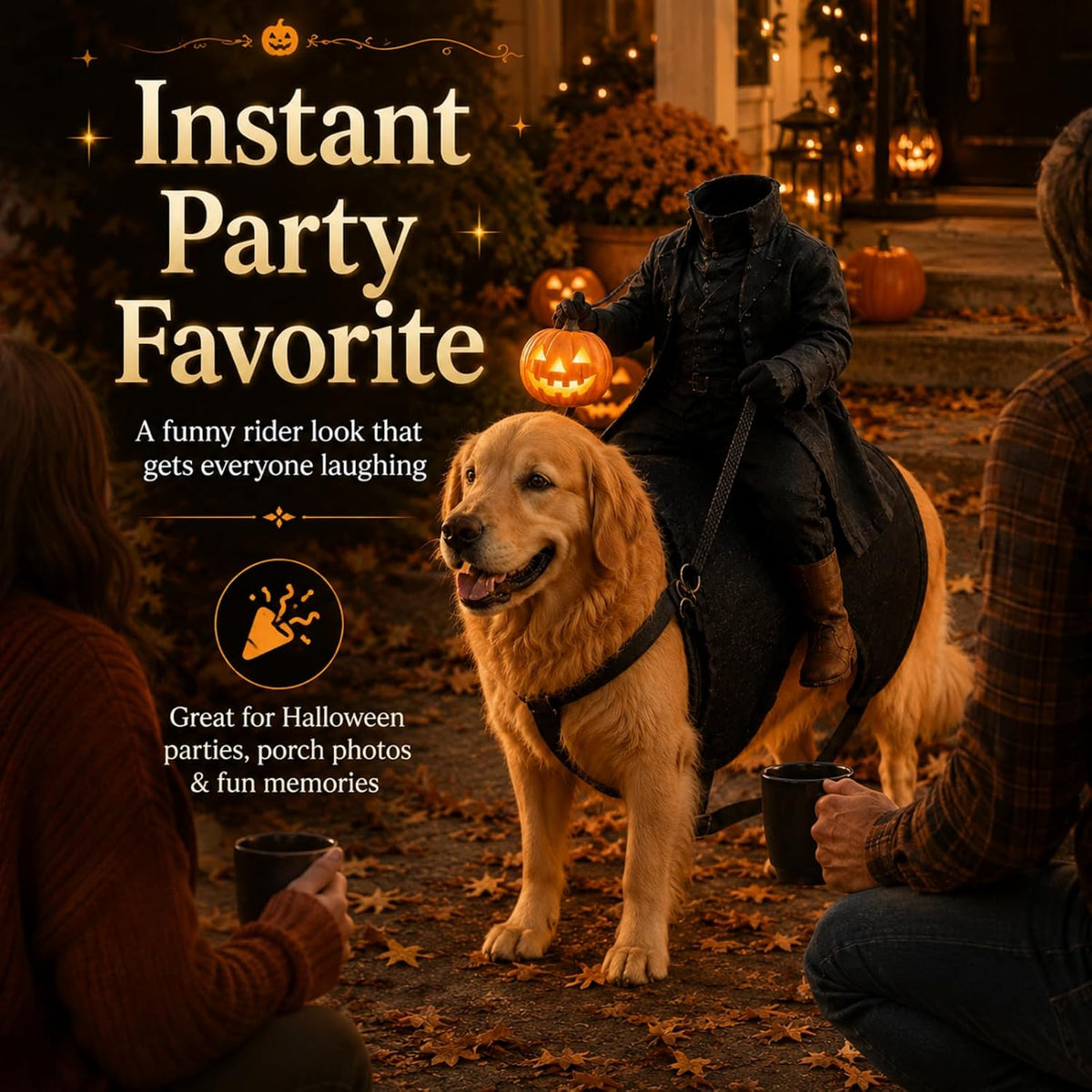 Light-Up Headless Horseman Pet Costume, Pumpkin Rider Harness (A1PC,Small)