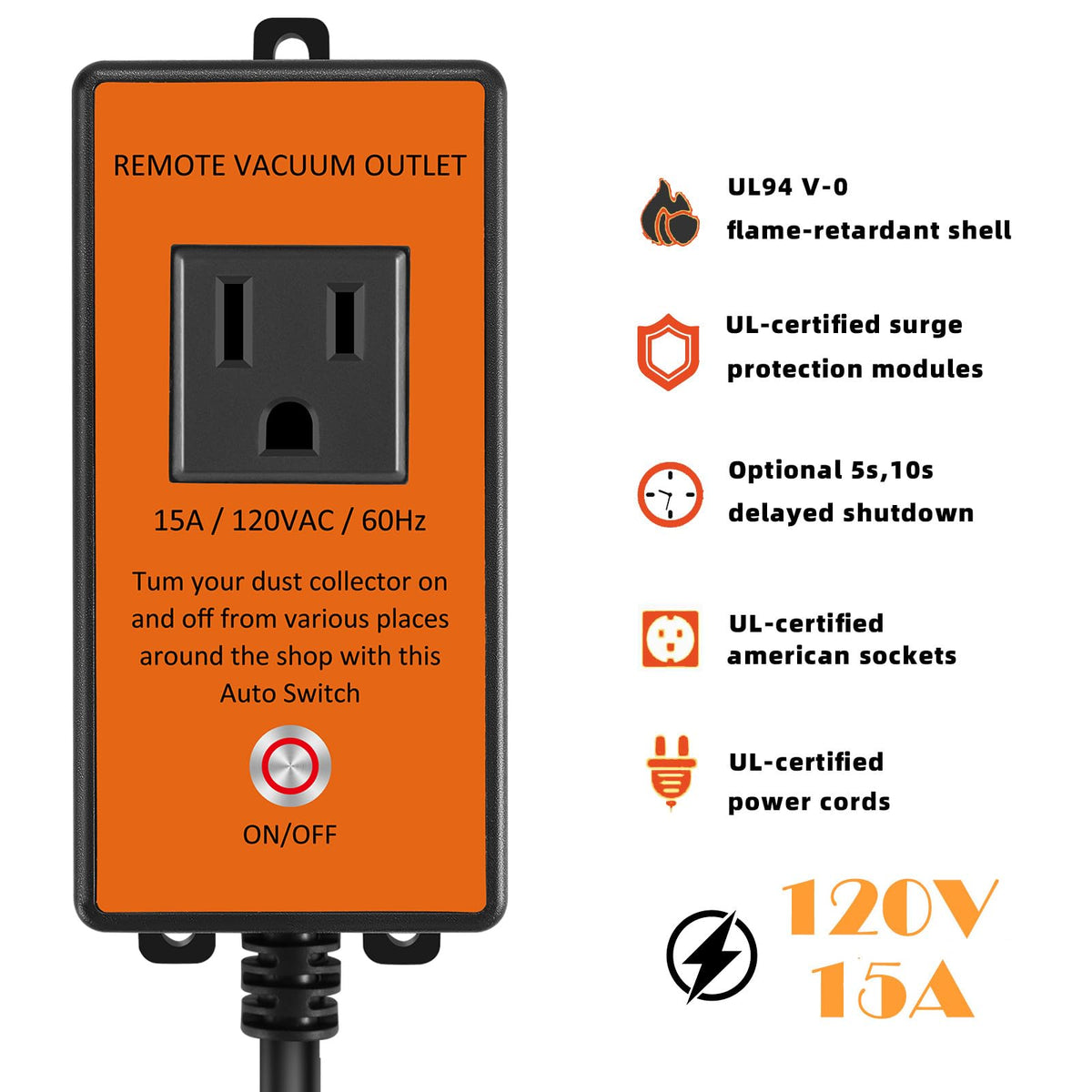 Automatic Remote Vacuum Outlet with 2 Remote Controls