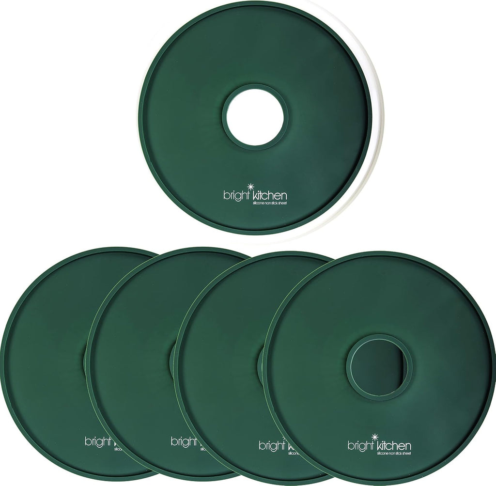 4 Fruit Leather Silicone Dehydrator Sheets with EDGES - NON-Toxic Compatible With Presto Round Dehydrators Lip Mold