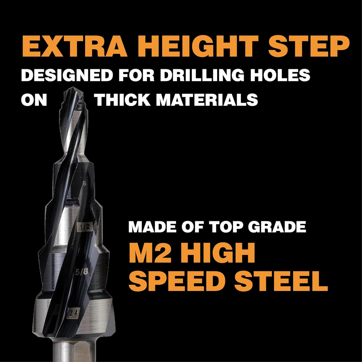 1/4"-3/4" M2 Step Drill Bit Unibit for Hole Drilling 5 Sizes