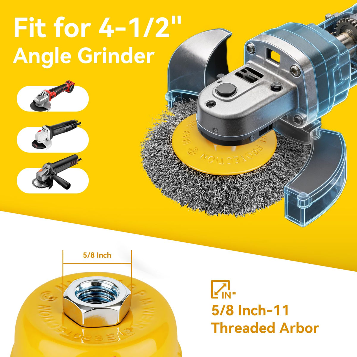 GRENTOOL Wire Wheel Brush for Angle Grinder 12Pack for 4-1/2" Angle Grinder