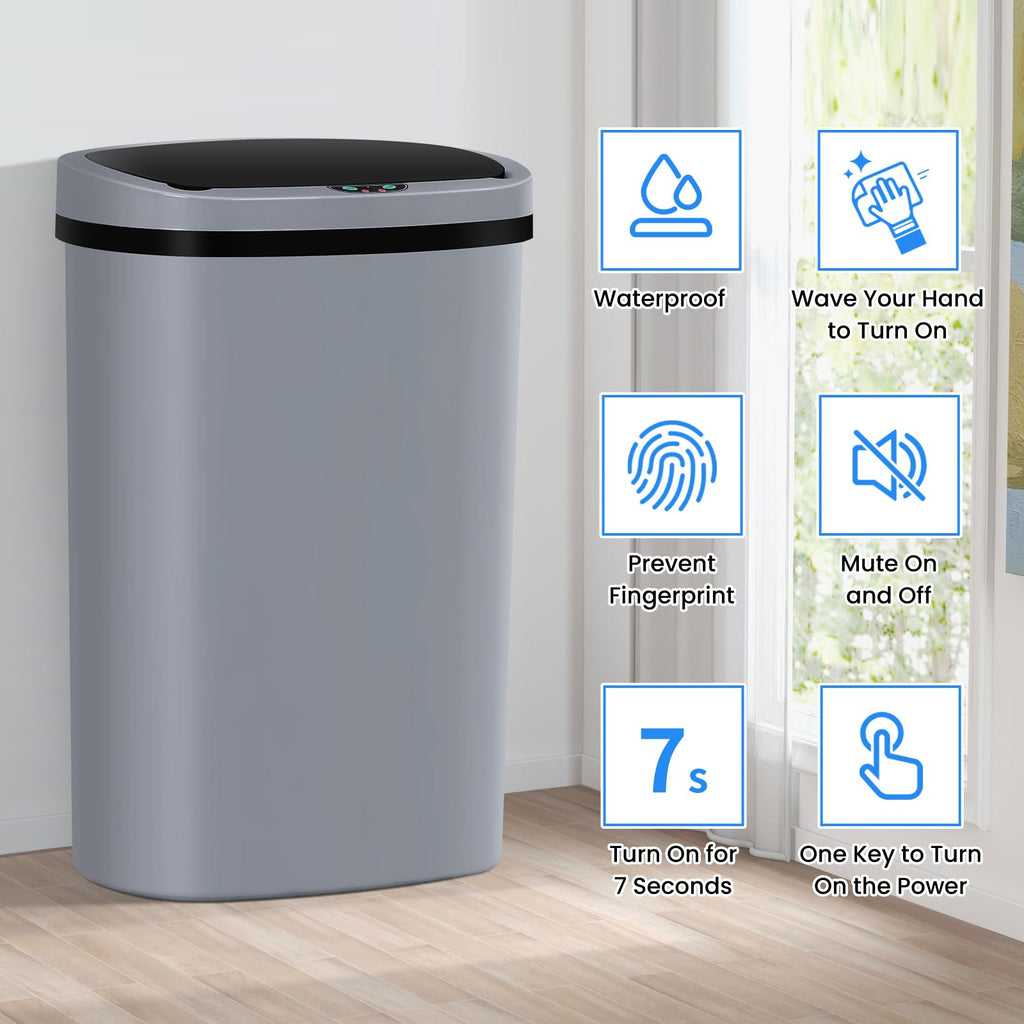 13 Gallon Trash Can | 50L Sensor Automatic Kitchen Trash Can with Lid | Touchless Garbage Bin Odor-Control for