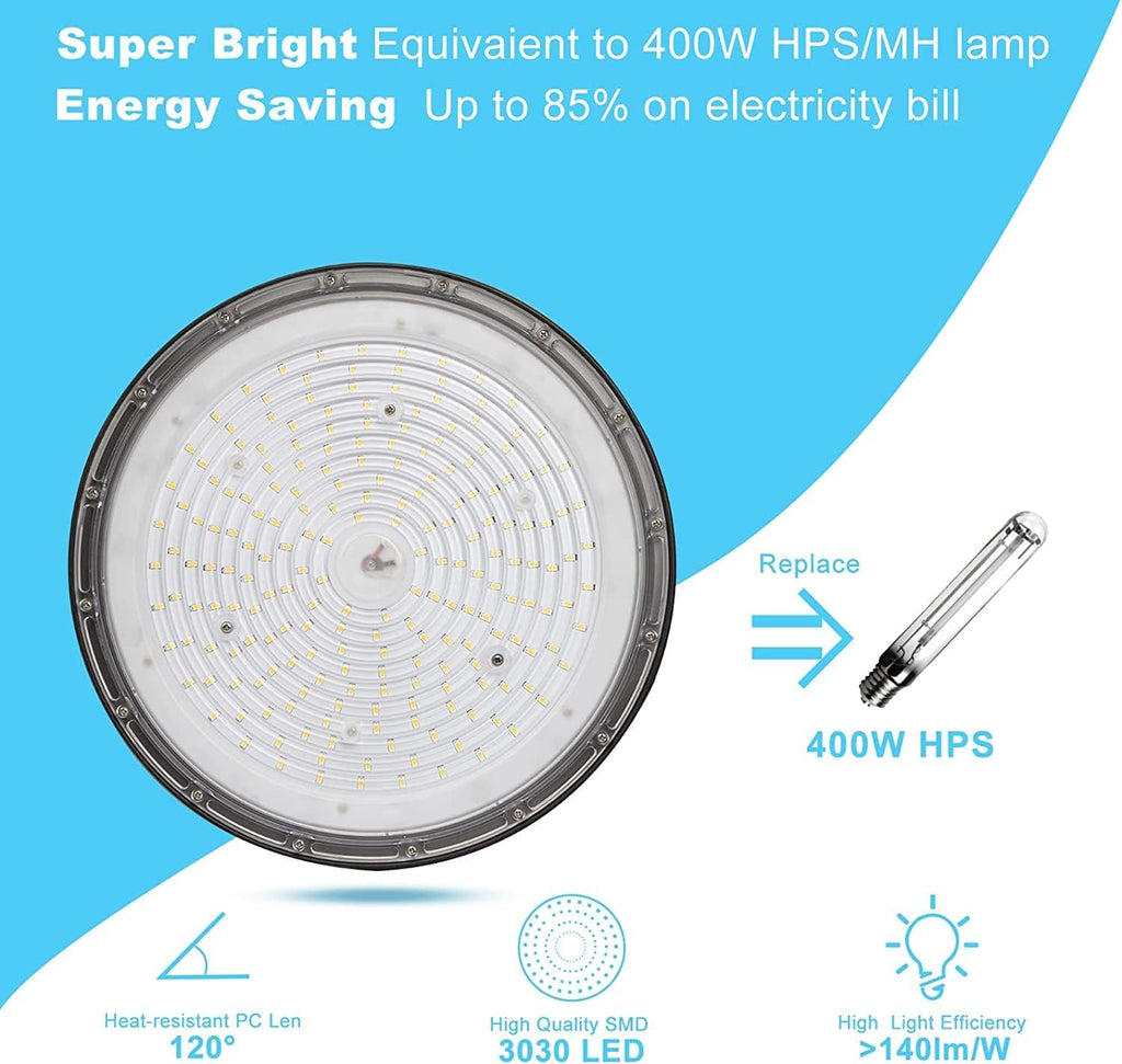 Lightdot UFO LED High Bay Lights, Plug & Play, 100W, 15000LM, 5000K