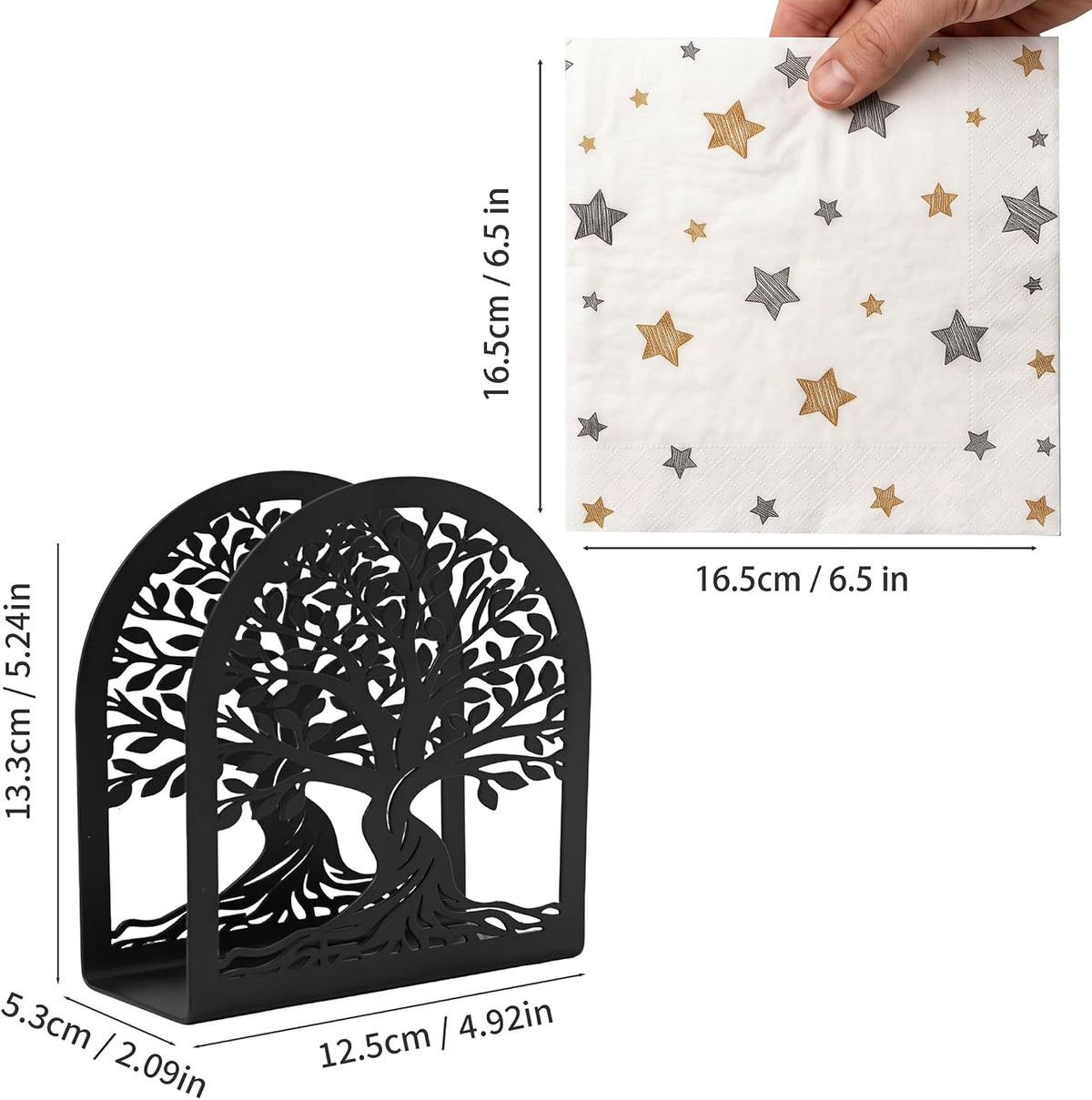 Napkin Holder for Table, Tree of Life Metal Napkin Dispenser, Black