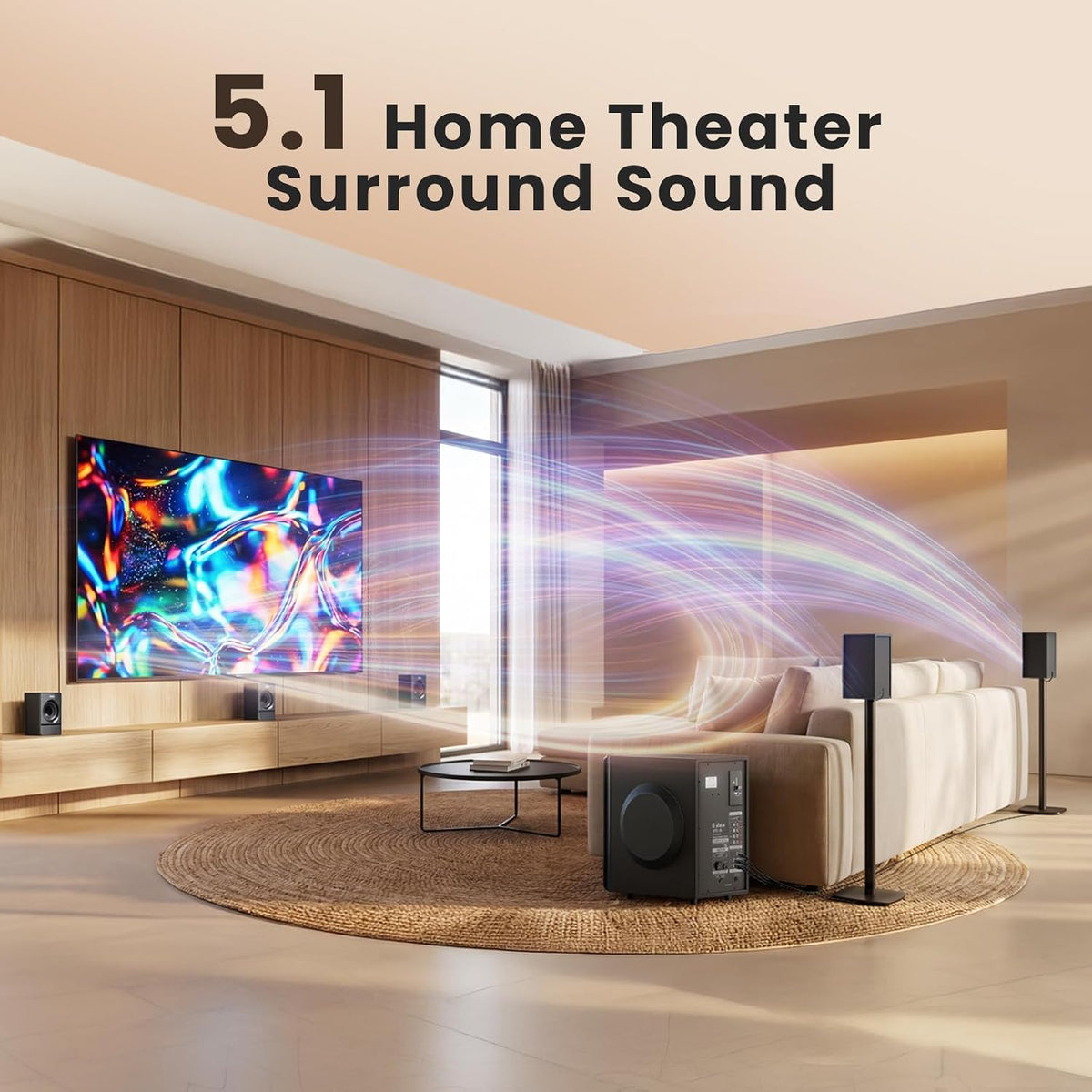 Surround Sound Systems Home Theater System, 6.5" Subwoofer | 800 Watts Peak Power 5.1 Wired Stereo Speakers Strong