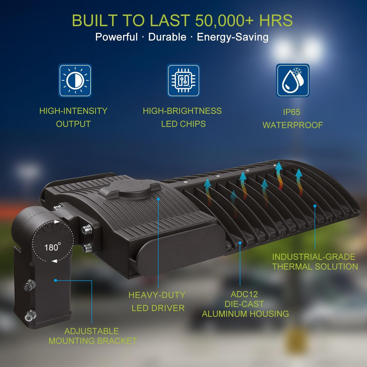 400W LED Parking Lot Light, 56000lm 5700K, ETL Area Street Light