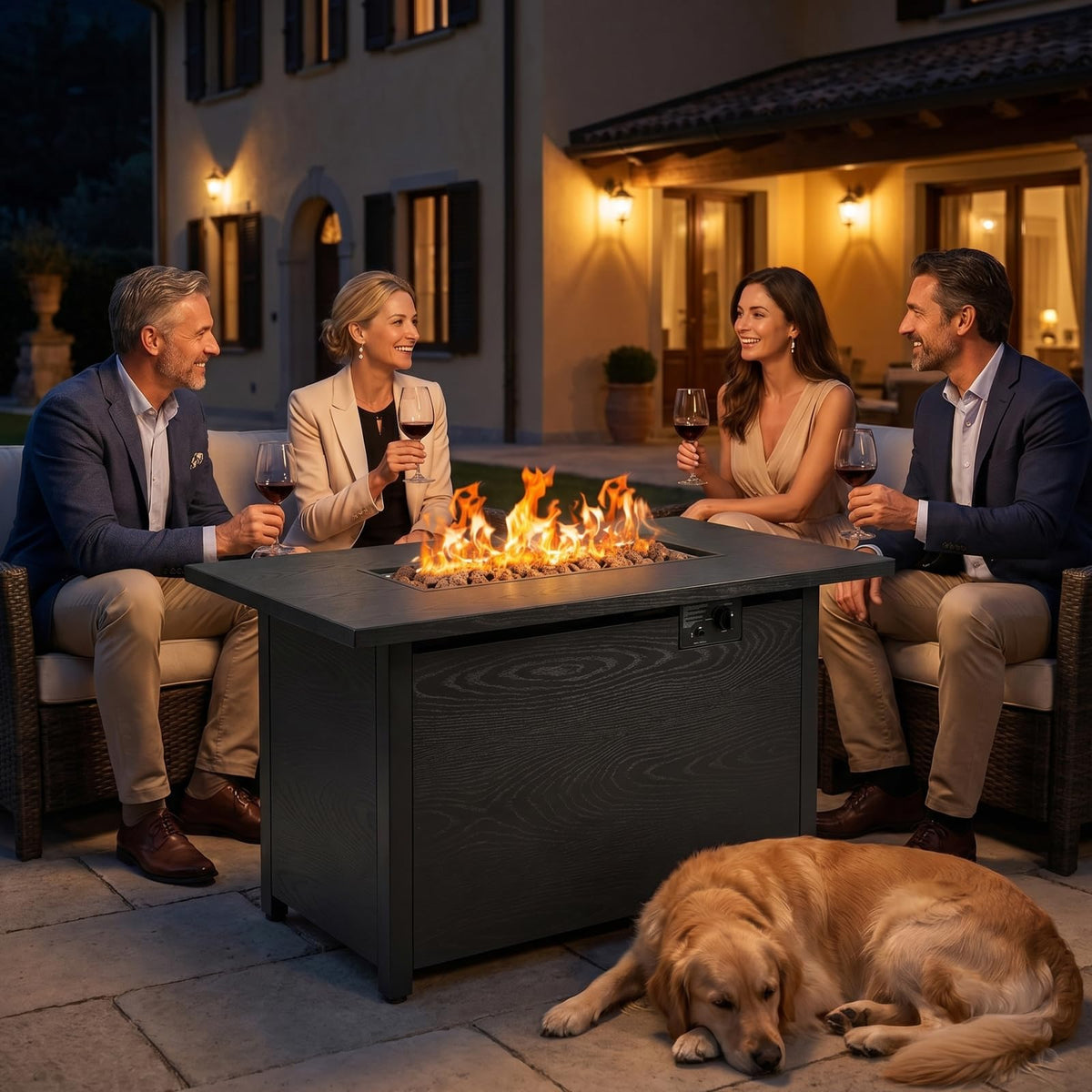 42 Inch Rectangular Propane Fire Pit Table with 50,000 BTU Output