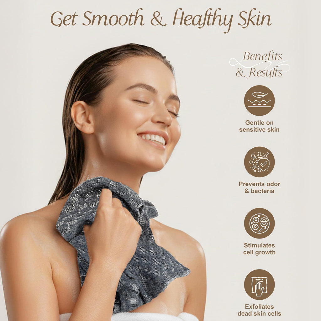 Exfoliating Washcloth, Back Scrubber for Shower, Loofah Body Scrubber Towel