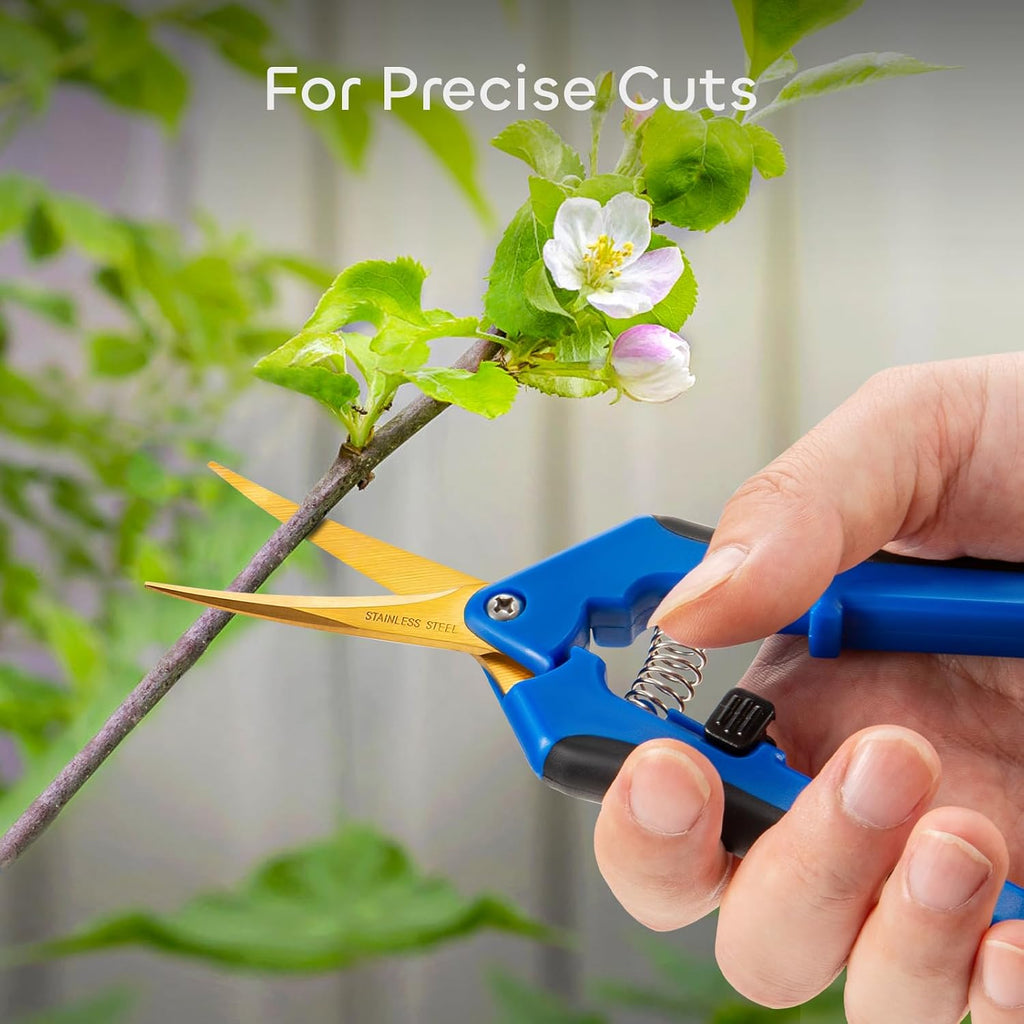 3 Packs 6.5 Inch Pruning Shears with Curved Blades Trimming Scissors For Gardening Hand Pruning Snips Titanium Coated