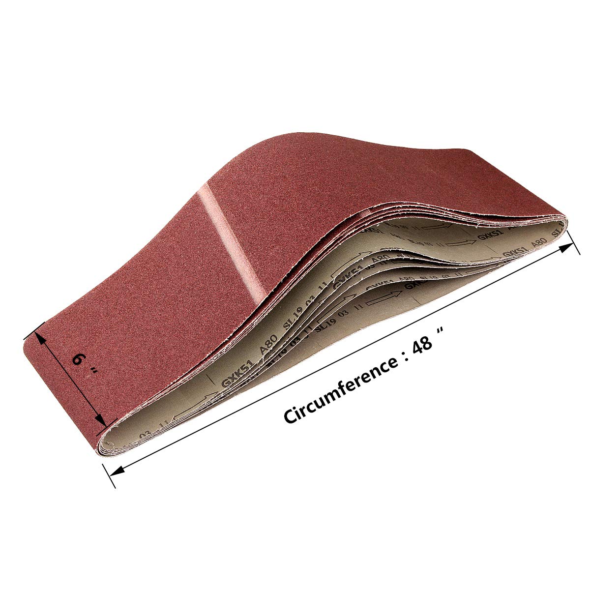 6 x 48 inch Sanding Belts 80 Grits 5 Pack Belt Sander Paper Belt Sander Belts Aluminum Oxide Sanding Belt for Belt Sander Knife Sharpening Woodworking Metal Glass Polishing
