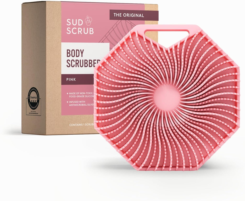Antimicrobial Silicone Body Scrubber, Exfoliating Body Brush for Sensitive Skin, Antibacterial Shower Scrubber for