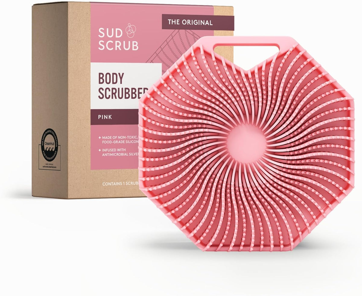 Antimicrobial Silicone Body Scrubber, Exfoliating Body Brush for Sensitive Skin, Antibacterial Shower Scrubber for