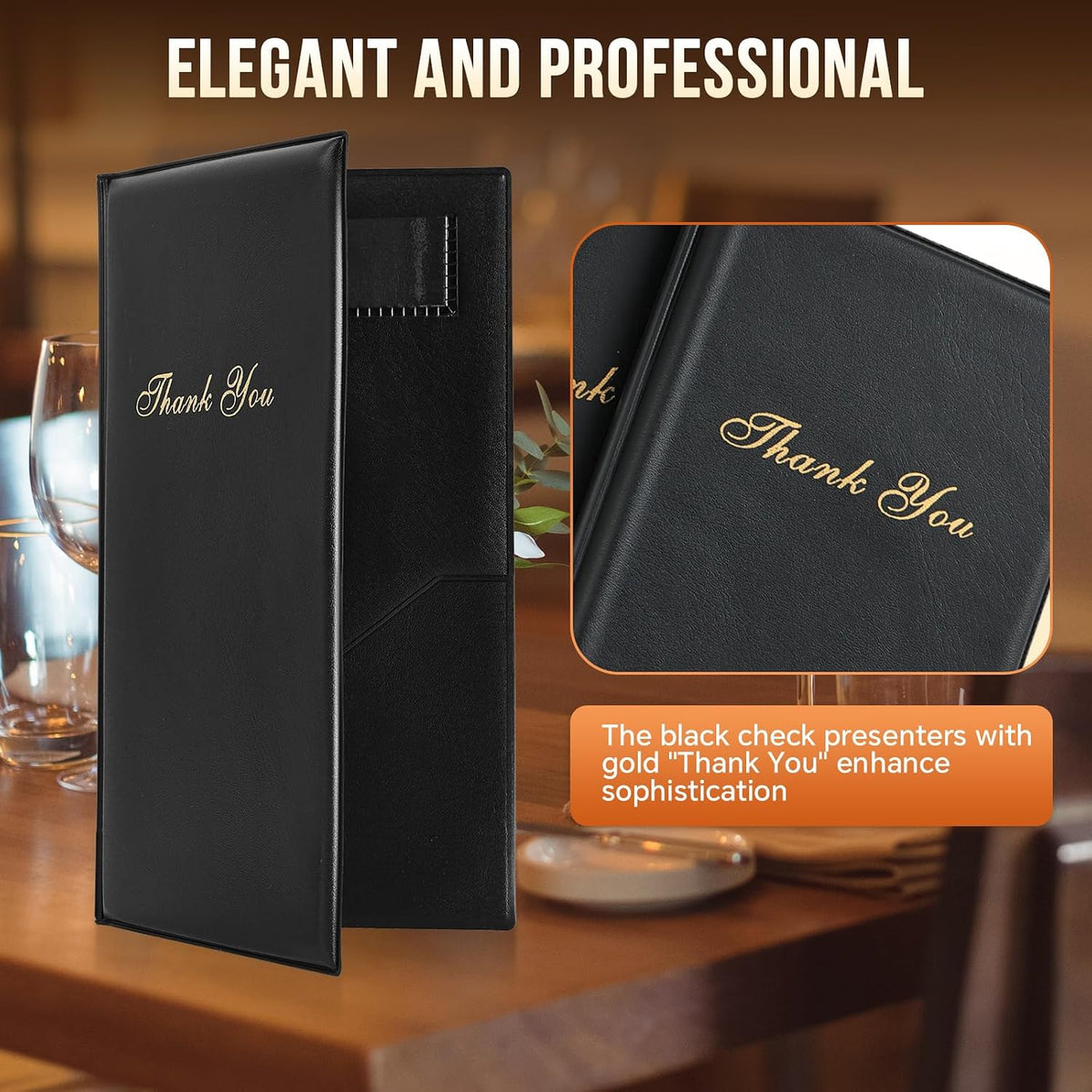 8-Pack Check Presenters 9"x5" PVC Bill Book for Restaurant