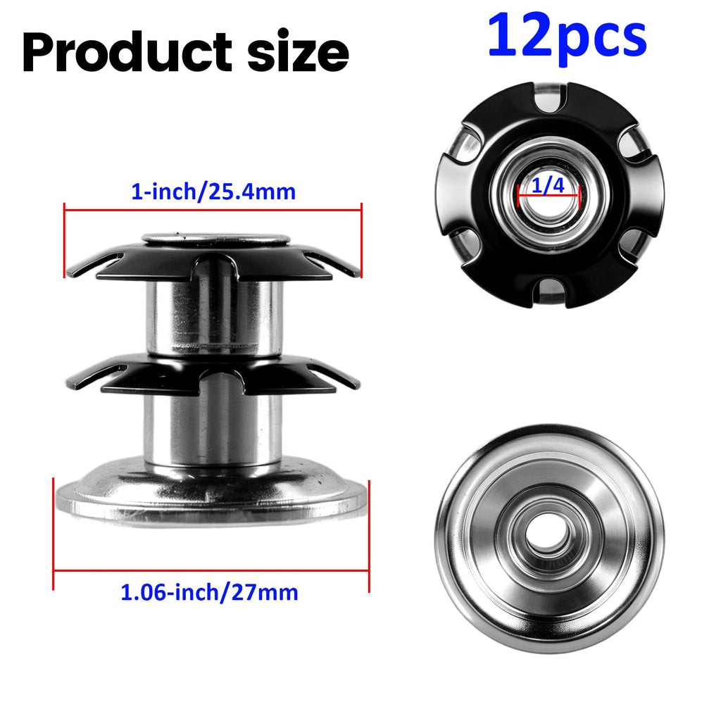 12pcs 1/4-20 Threads Metal Threaded Star Type Inserts for 1" OD Tubing
