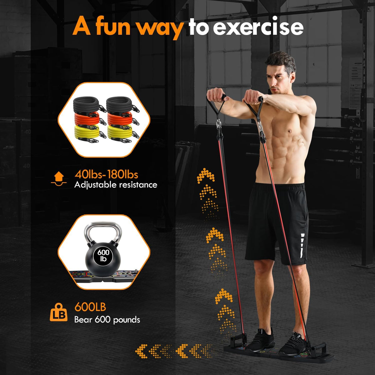 Push Up Board,Home Gym,Portable Exercise Equipment,Pilates Bar and 20 Fitness Accessories with Resistance Bands and