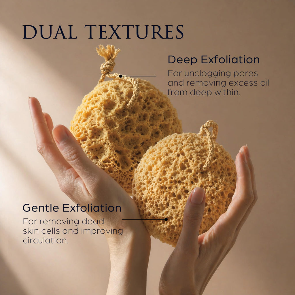 Spongentle Loofah Sponge for Shower and Bathing, Bath Sponge with Dual Texture, Shower Pouf for Gentle and Deep