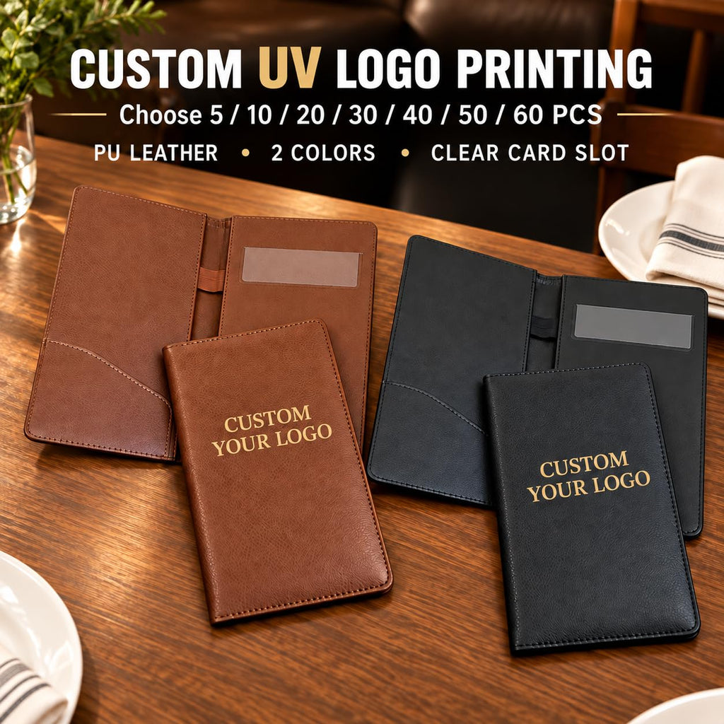 Custom Check Presenters for Restaurants, 5-60Pack, PU Leather