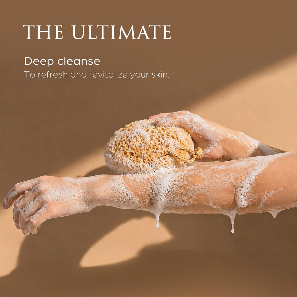 Spongentle Loofah Sponge for Shower and Bathing, Bath Sponge with Dual Texture, Shower Pouf for Gentle and Deep