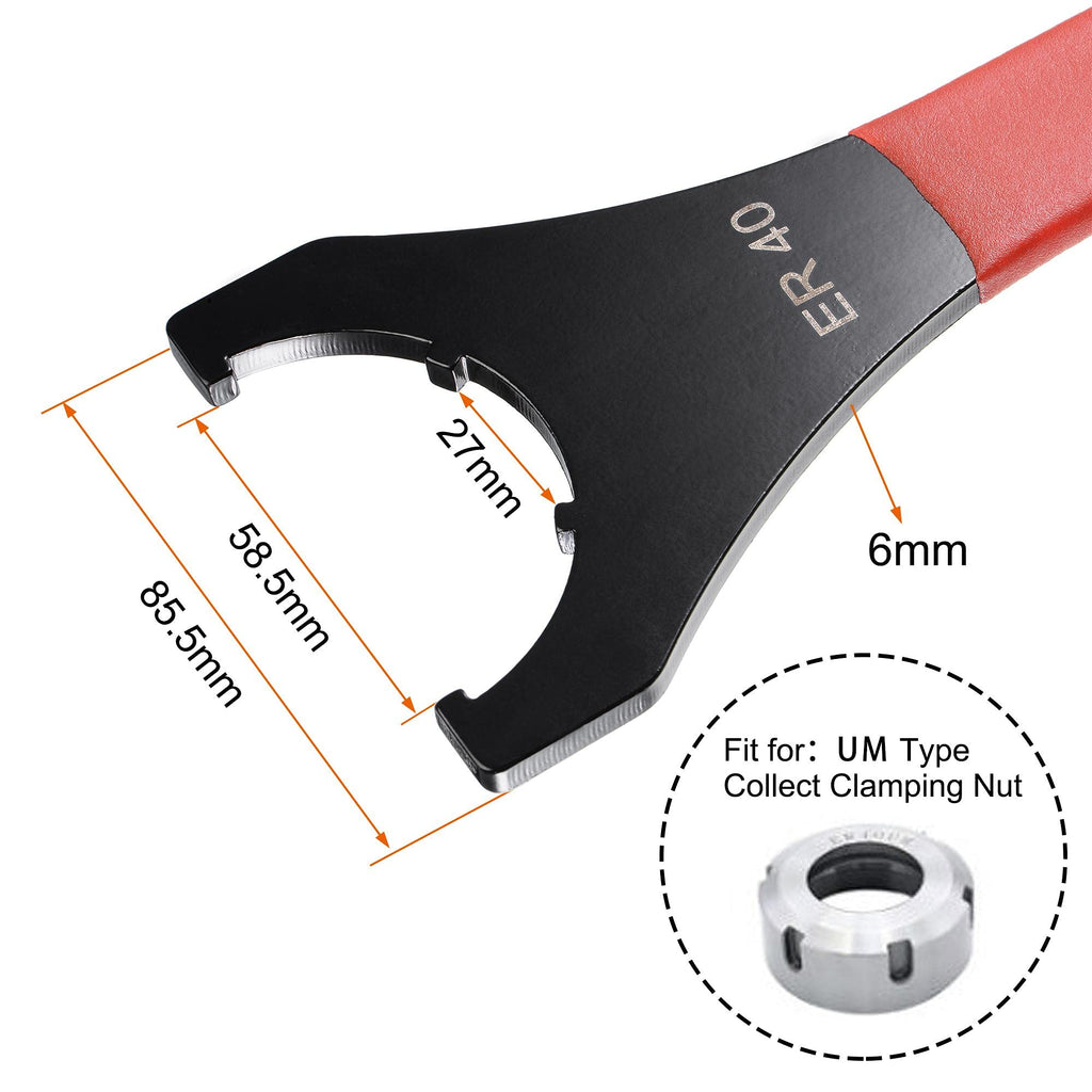 uxcell Collet Chuck Wrench Spanner for ER40UM Clamping Nut CNC Milling Lathe Chuck Holder Tool with Red Non-slip Handle