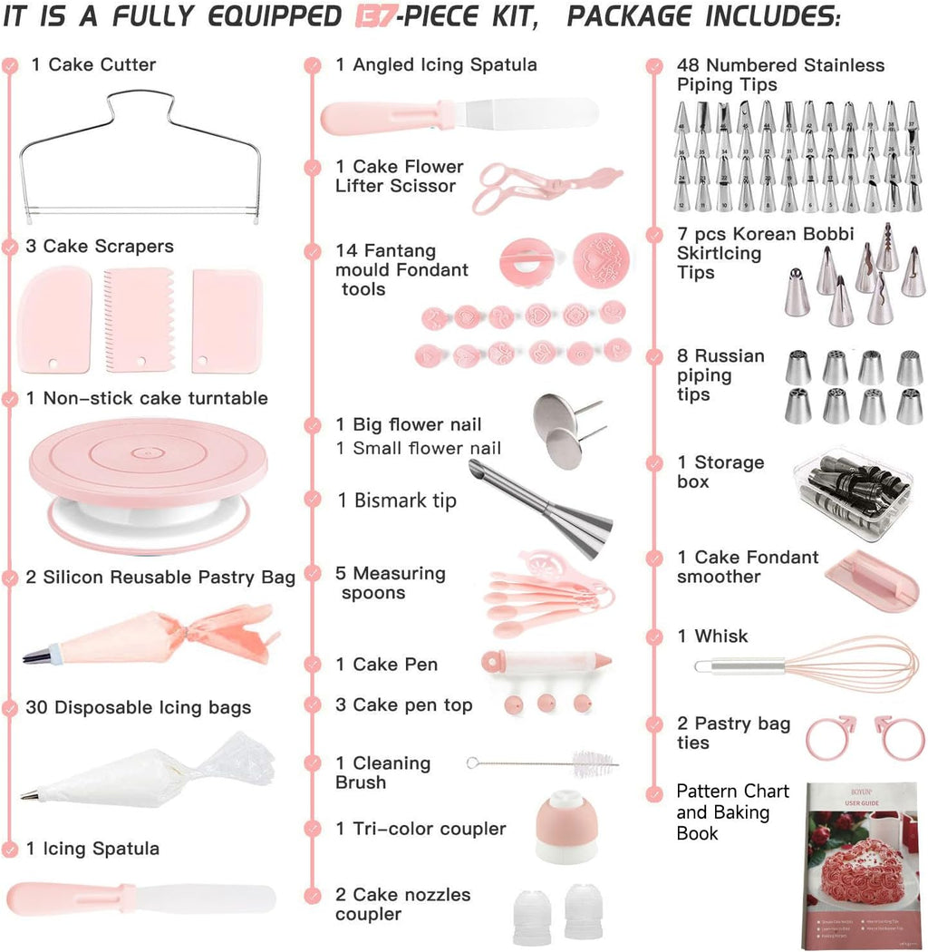 138 Cake Decorating Kit, Baking Supplies Tools for Beginners & Pros