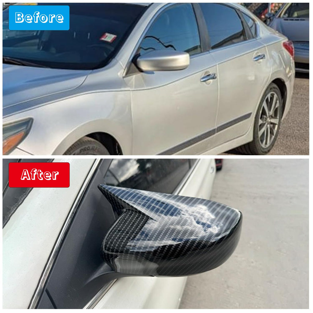Kurtz Door Rearview Mirror Cover for Nissan Altima 2013 2014 2015 2016 2017 2018 Ox Horn Mirror Cover Sport Accessories ABS No turn signal Carbon Fiber 2PCS