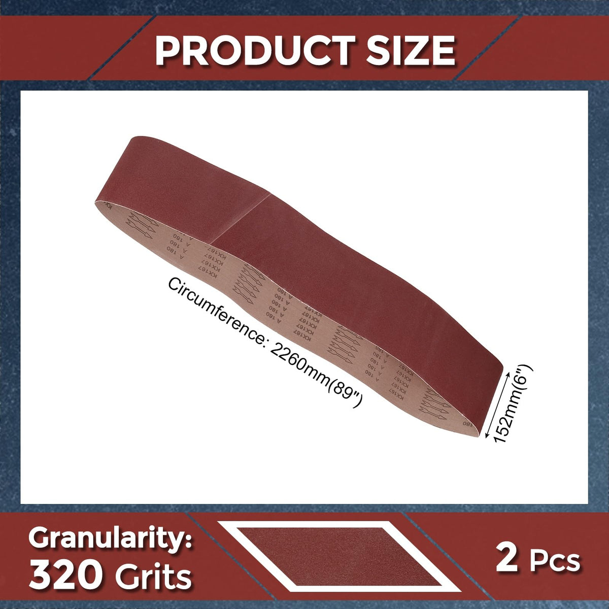 Kozelo 2 Pcs Sanding Belts 6 x 89 Inch 320 Grit Aluminum Oxide