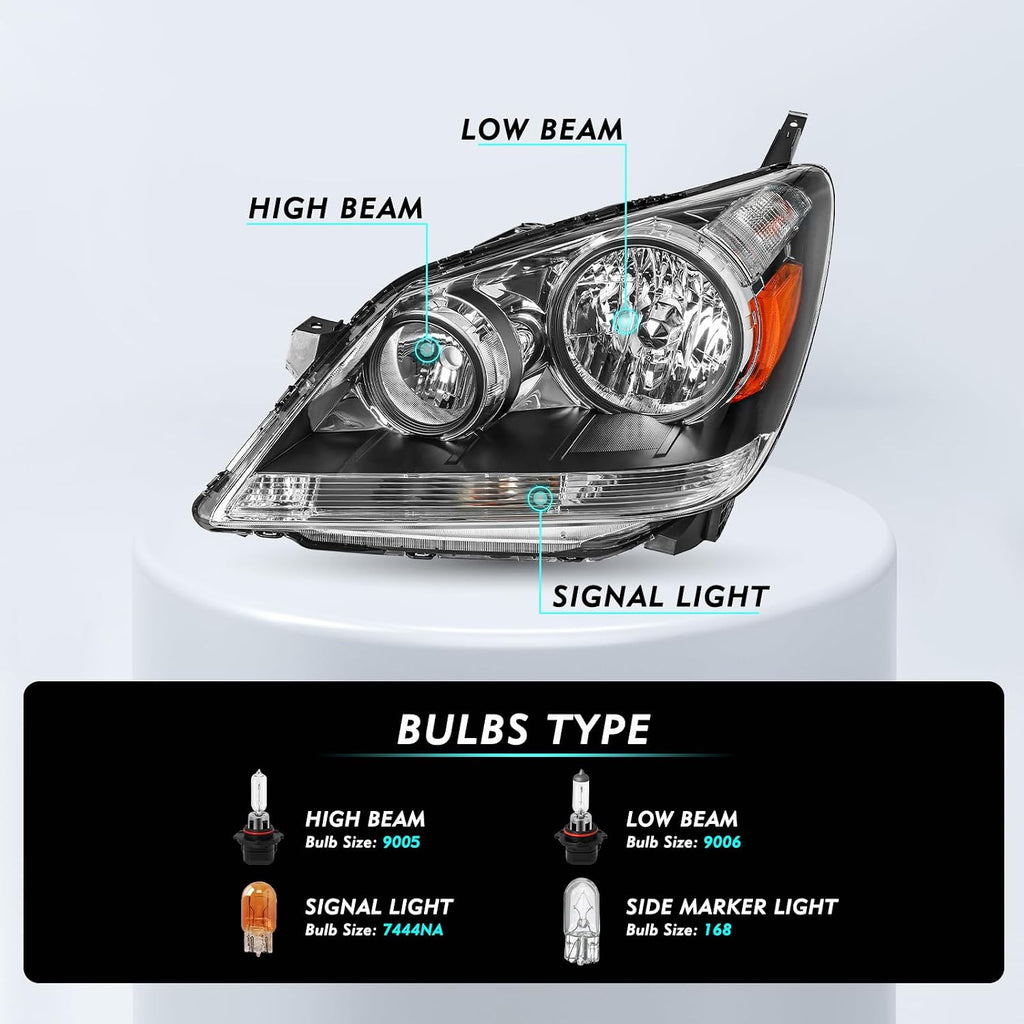 TUSDAR Headlights Fit for 2005-2010 Honda Odyssey Pair