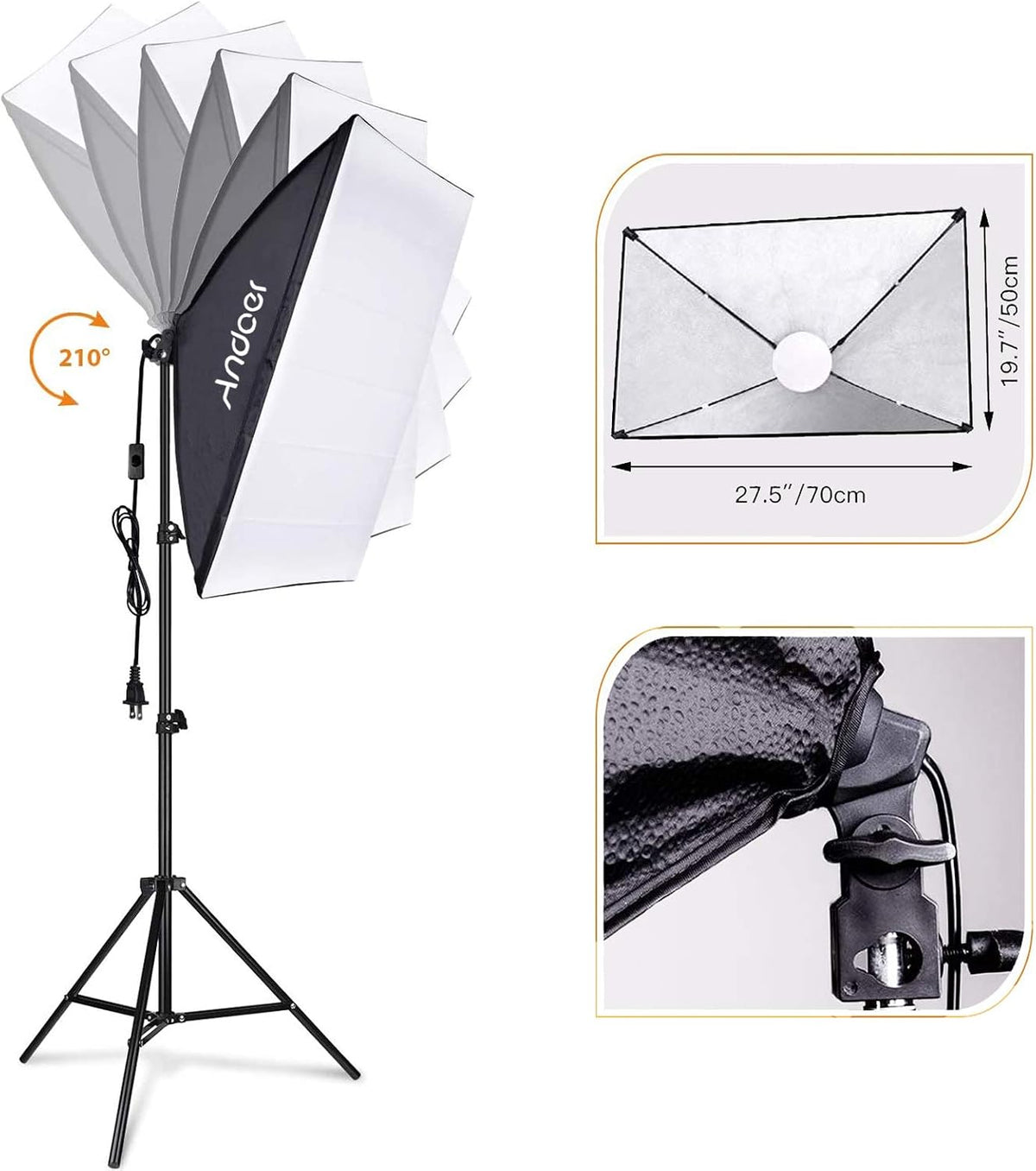 Softbox Photography Lighting Kit Professional Studio Equipment with 20"x28" Softbox, 2800-5700K 85W Bi-Color