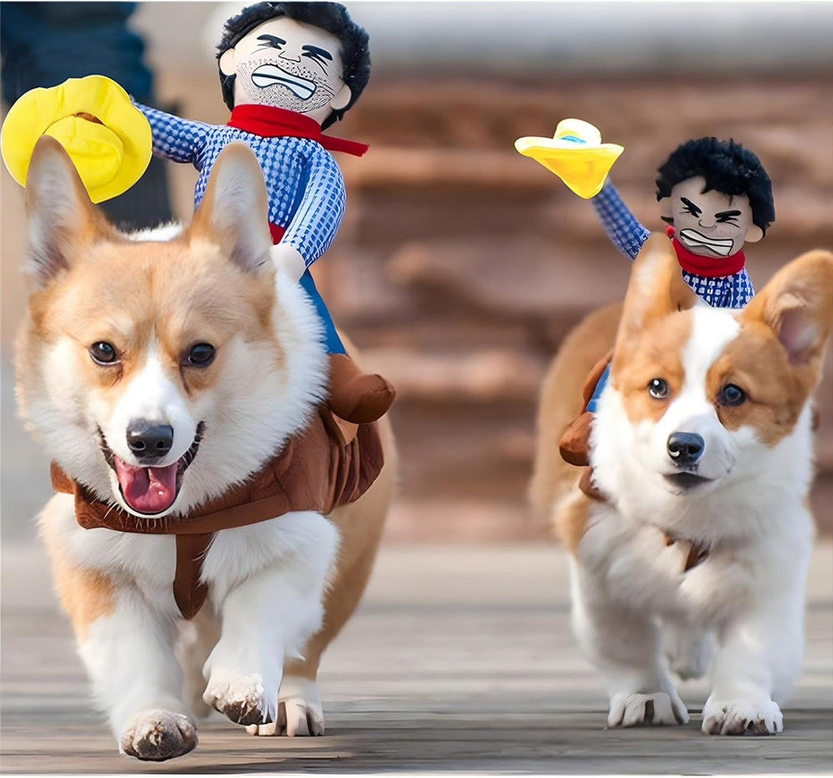 Cowboy Rider Dog Costume for Dogs Clothes Knight Style with Doll and Hat